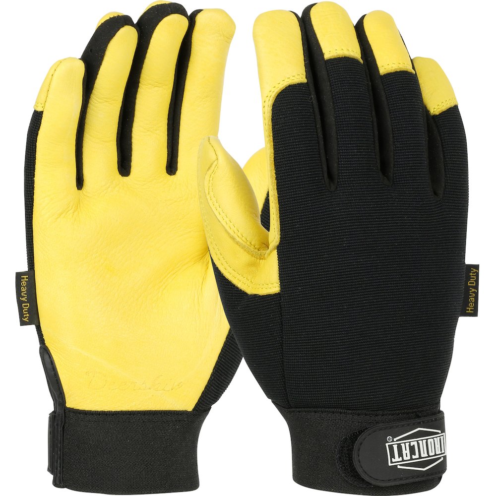 PIP HVY Duty GR Deerskin Lpandfingertips Spandex BAC, 6 Pairs/Box