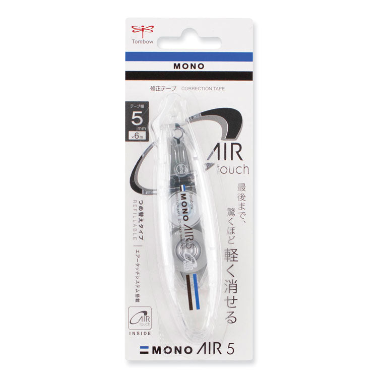 MONO Air Pen-Style Correction Tape, Refillable, 0.19" x 19.67 ft, White Tape, Clear Dispenser