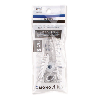 MONO Air Pen-Type Correction Tape, Refillable, 0.19" x 19.67 ft, White Tape, Clear Dispenser