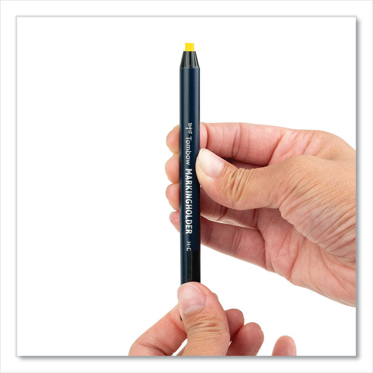 Wax-Based Marking Pencil, Twist-Advance, 4.4 mm, Yellow Marks, Navy Blue Barrel, 10/Box