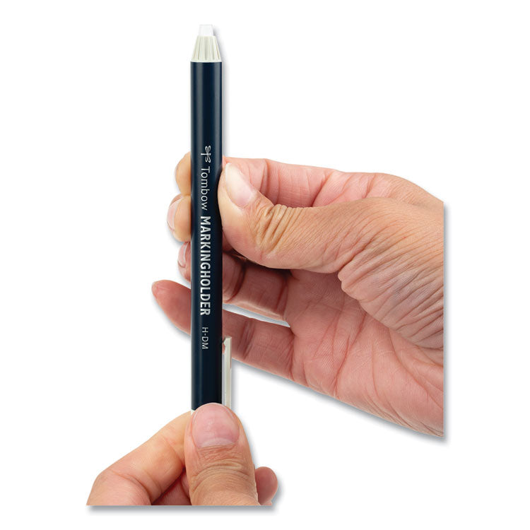 Wax-Based Marking Pencil, Twist-Advance, 4.4 mm, White Marks, Navy Blue Barrel, 10/Box