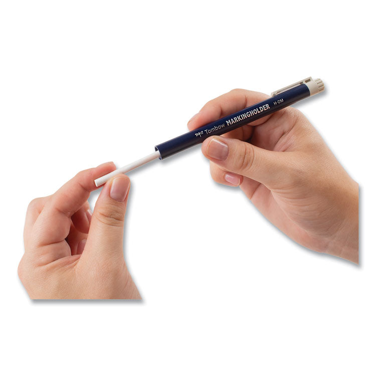 Wax-Based Marking Pencil, Twist-Advance, 4.4 mm, White Marks, Navy Blue Barrel, 10/Box