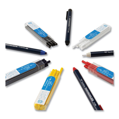 Wax-Based Marking Pencil, Twist-Advance, 4.4 mm, White Marks, Navy Blue Barrel, 10/Box