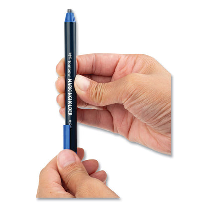 Wax-Based Marking Pencil, Twist-Advance, 4.4 mm, Blue Marks, Navy Blue Barrel, 10/Box