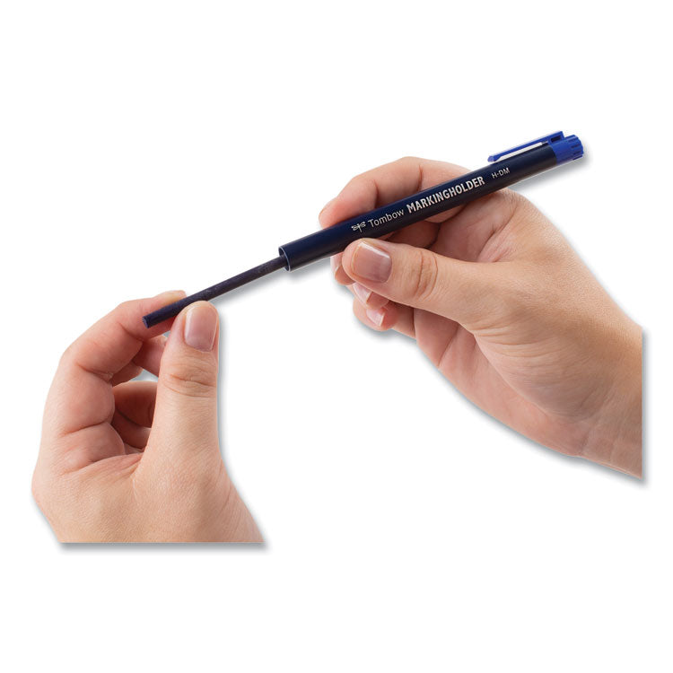 Wax-Based Marking Pencil, Twist-Advance, 4.4 mm, Blue Marks, Navy Blue Barrel, 10/Box