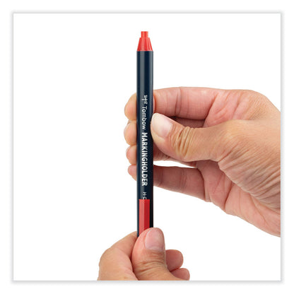 Wax-Based Marking Pencil, Twist-Advance, 4.4 mm, Red Marks, Navy Blue Barrel, 10/Box