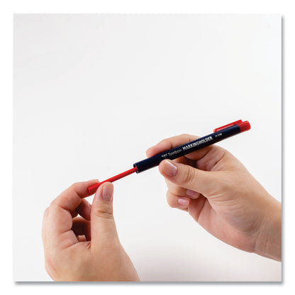 Wax-Based Marking Pencil, Twist-Advance, 4.4 mm, Red Marks, Navy Blue Barrel, 10/Box