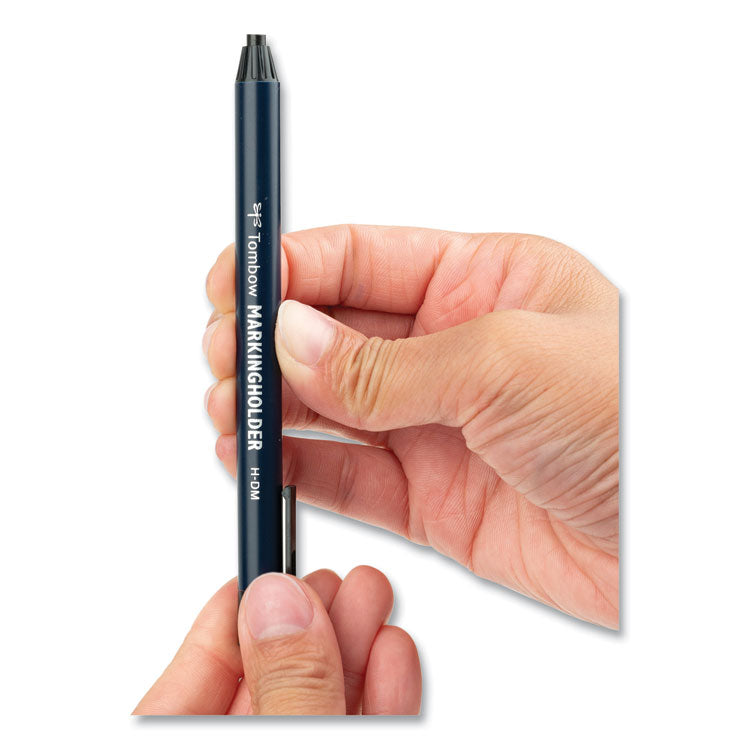 Wax-Based Marking Pencil, Twist-Advance, 4.4 mm, Black Marks, Navy Blue Barrel, 10/Box