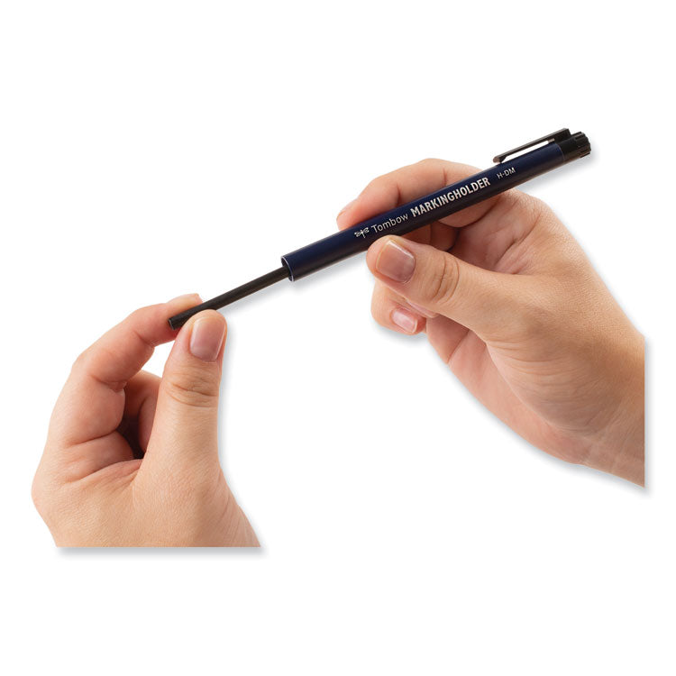 Wax-Based Marking Pencil, Twist-Advance, 4.4 mm, Black Marks, Navy Blue Barrel, 10/Box
