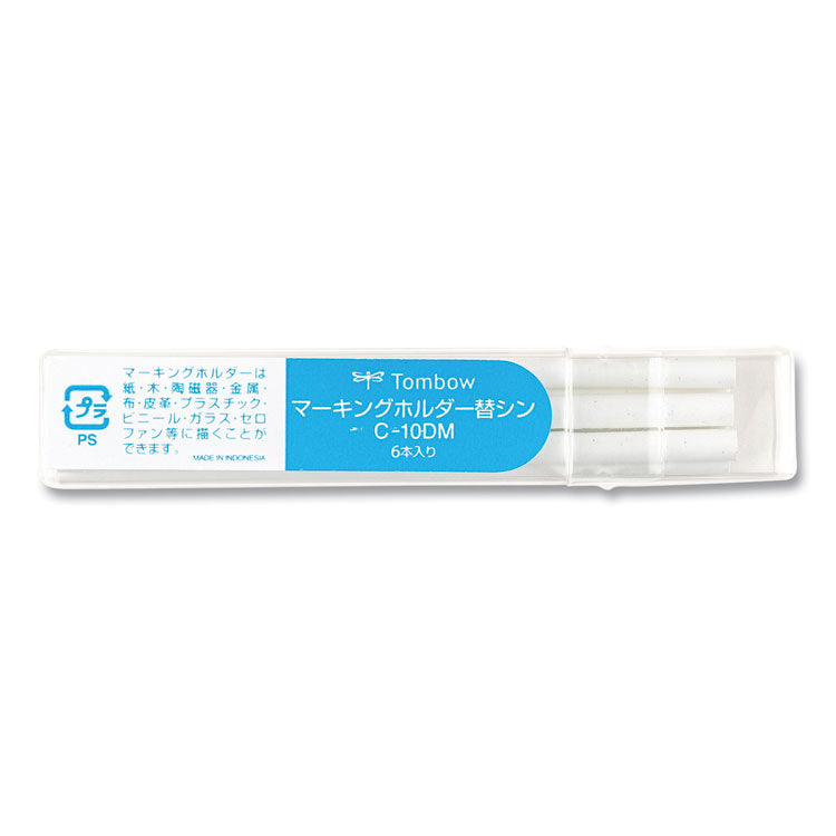 Mechanical Wax-Based Marking Pencil Refills, 4.4 mm, White, 10/Box