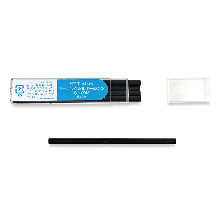Mechanical Wax-Based Marking Pencil Refills, 4.4 mm, Black, 10/Box