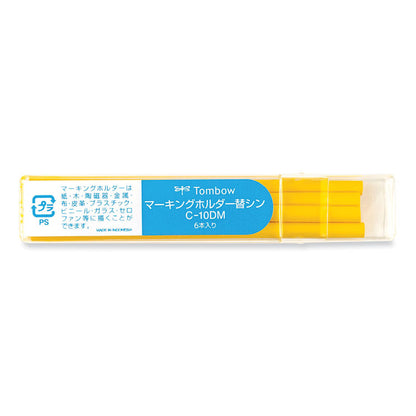 Mechanical Wax-Based Marking Pencil Refills, 4.4 mm, Yellow, 10/Box