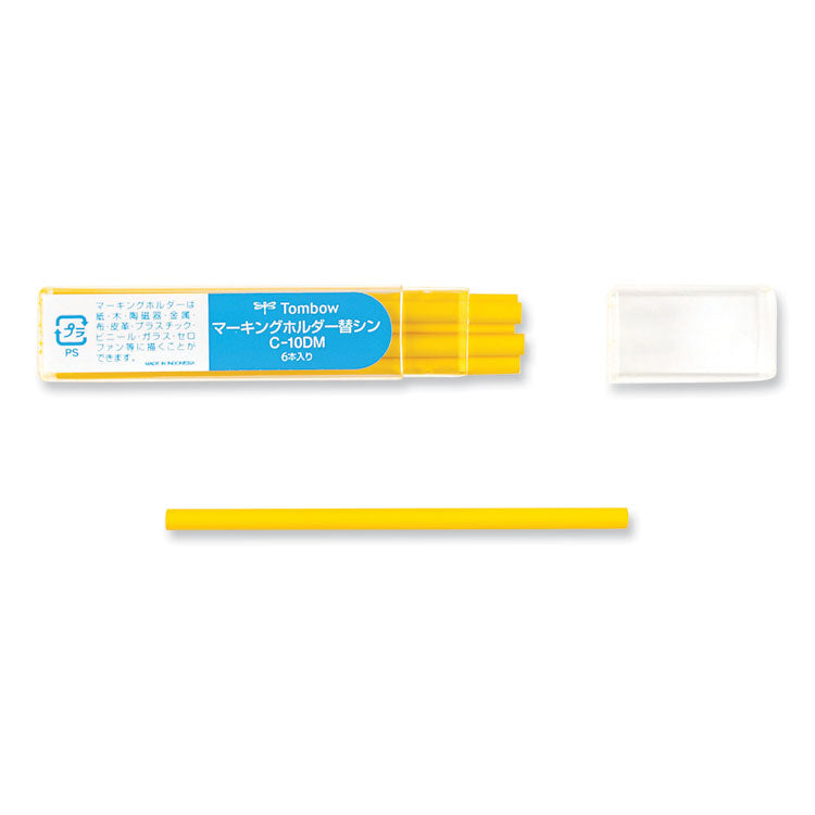Mechanical Wax-Based Marking Pencil Refills, 4.4 mm, Yellow, 10/Box