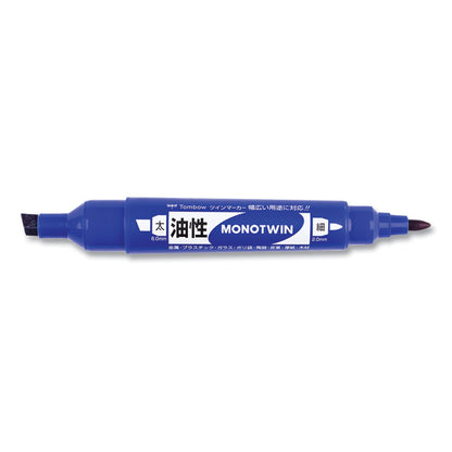Mono Twin Bold Permanent Marker, Fine/Broad Tips, Blue, 10/Box