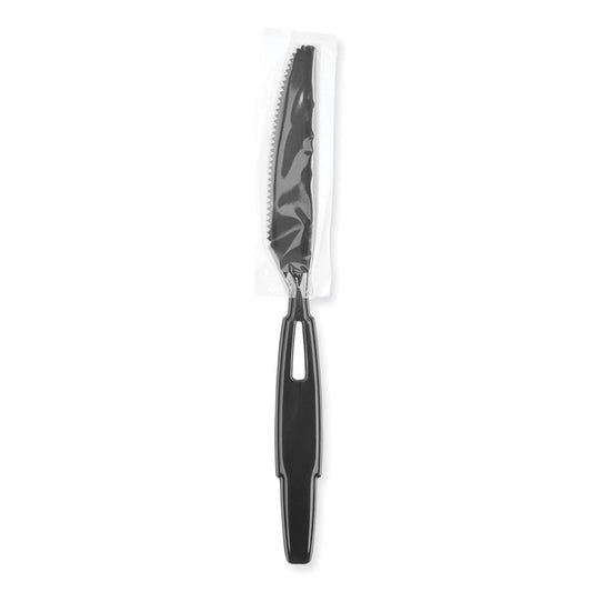 SmartStock Wrapped Heavyweight Cutlery Refill, Knife, Plastic, Black, 960/Carton