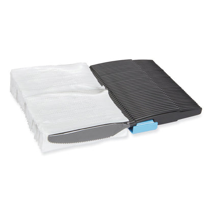 SmartStock Wrapped Heavyweight Cutlery Refill, Knife, Plastic, Black, 960/Carton