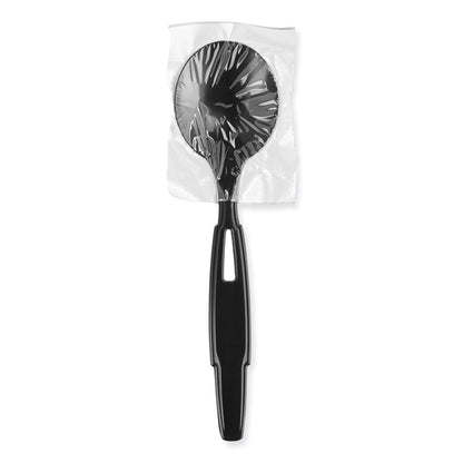 SmartStock Wrapped Heavyweight Cutlery Refill, Soup Spoon, Plastic, Black, 960/Carton