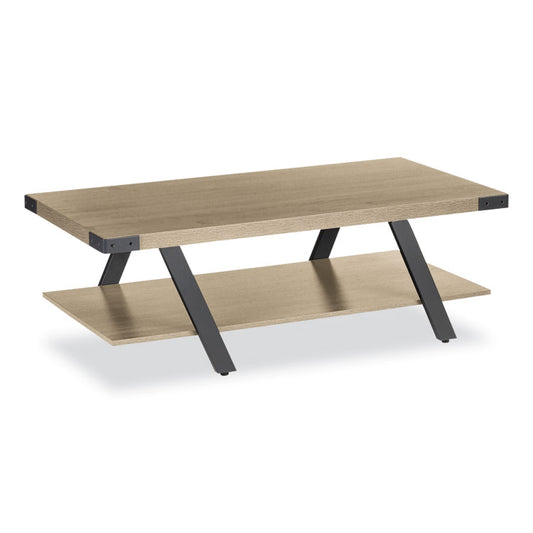 Coffee Table, Rectangular, 48 x 23.75 x 16, Sand Dune Top, Black Base