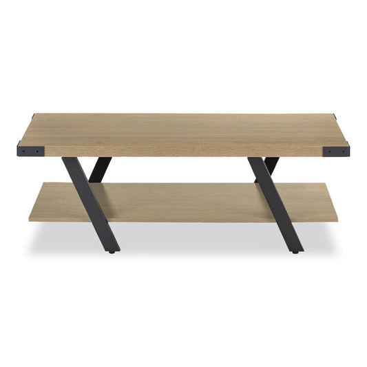 Coffee Table, Rectangular, 48 x 23.75 x 16, Sand Dune Top, Black Base