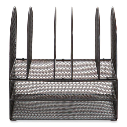 Onyx Mesh Desk Organizer, Two Horizontal and Six Upright Sections, Letter Size Files, 13.25 x 11.32 x 13.32, Black