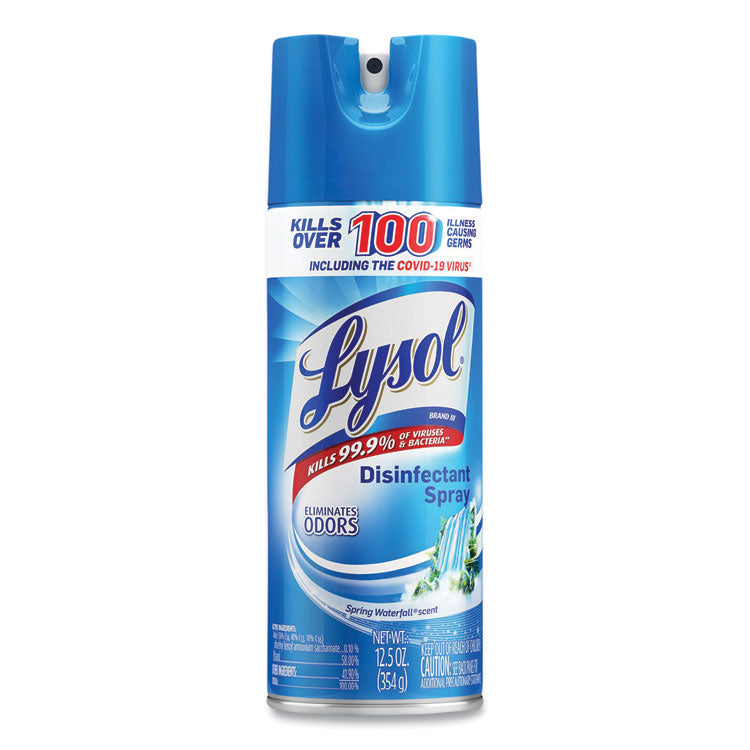 Disinfectant Spray, Spring Waterfall Scent, Liquid, 12.5 oz Aerosol Spray, 12/Carton