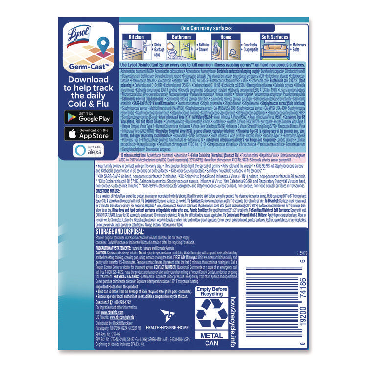 Disinfectant Spray, Crisp Linen Scent, 12.5 oz Aerosol Spray