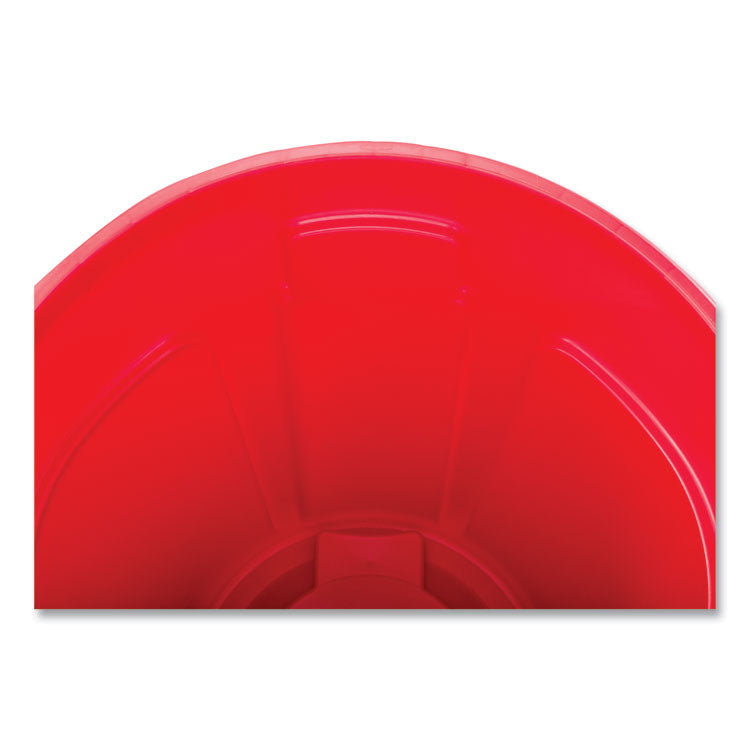 Vented Round Brute Container, 55 gal, Plastic, Red, 3/Carton