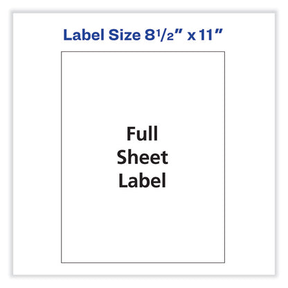 Full-Sheet Vibrant Inkjet Color-Print Labels, 8.5 x 11, Matte White, 20/Pack