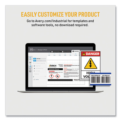 PermaTrack Destructible Asset Tag Labels, Laser Printers, 1.25 x 2.75, White, 14/Sheet, 8 Sheets/Pack