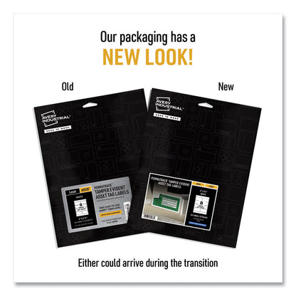 PermaTrack Tamper-Evident Asset Tag Labels, Laser Printers, 2 x 3.75, White, 8/Sheet, 8 Sheets/Pack