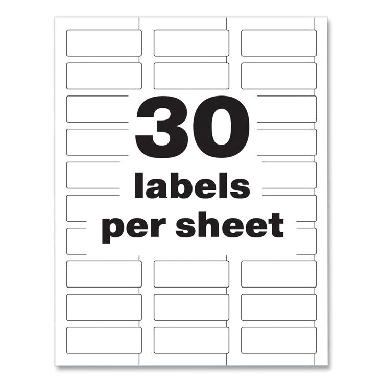 PermaTrack Durable White Asset Tag Labels, Laser Printers, 0.75 x 2, White, 30/Sheet, 8 Sheets/Pack
