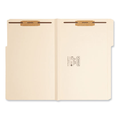 Top Tab Manila Expansion Fastener Folders, 1/3-Cut Tab: Assorted, Expands 1.5", 2 Fasteners, Legal Size, Manila, 50/Box