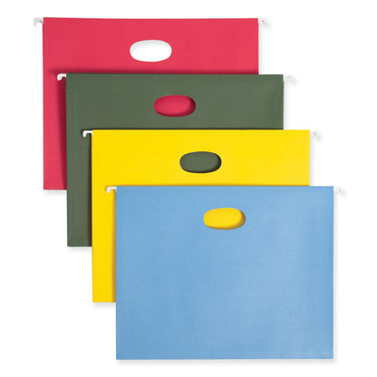 Hanging Pockets with Full-Height Gusset, 1-Section, 3.5" Capacity, Letter Size, Assorted Colors, 4/Pack
