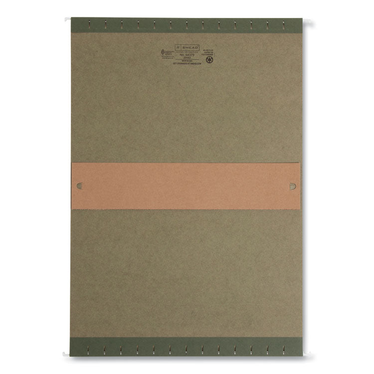 Box Bottom Hanging File Folders, 3" Capacity, Legal Size, Standard Green, 25/Box
