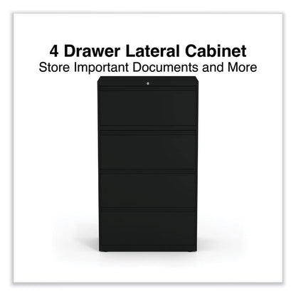 Lateral File, 4 Legal/Letter-Size File Drawers, Black, 30" x 18.63" x 52.5"