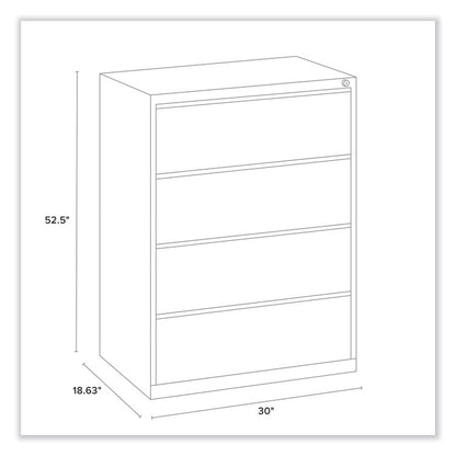 Lateral File, 4 Legal/Letter-Size File Drawers, Black, 30" x 18.63" x 52.5"