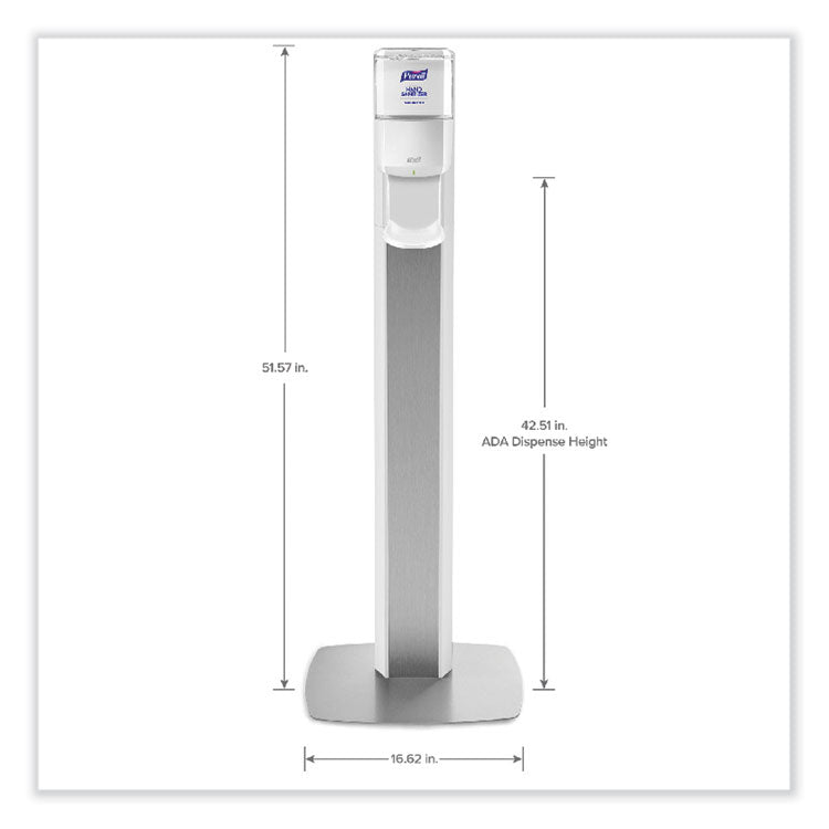 MESSENGER ES6 Floor Stand with Dispenser, 1,200 mL, 13.16 x 16.63 x 51.57, Silver/White