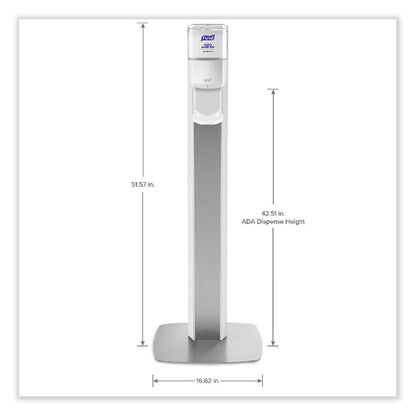 MESSENGER ES6 Floor Stand with Dispenser, 1,200 mL, 13.16 x 16.63 x 51.57, Silver/White