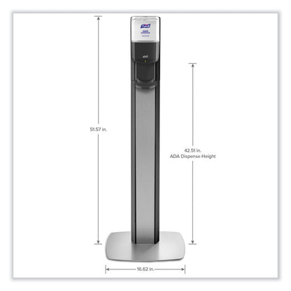 MESSENGER ES6 Graphite Panel Floor Stand with Dispenser, 1,200 mL, 16.75 x 6 x 40, Graphite/Silver