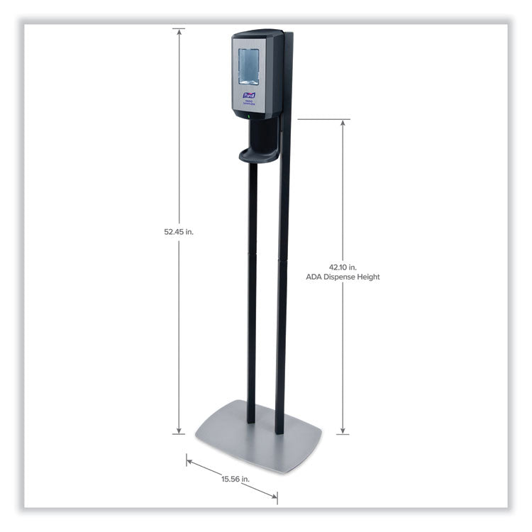 CS6 Hand Sanitizer Floor Stand with Dispenser, 1,200 mL, 13.5 x 5 x 28.5, Graphite/Silver