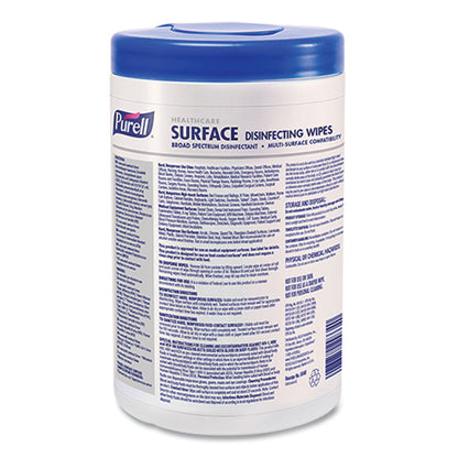Healthcare Surface Disinfecting Wipes, 1-Ply, 7 x 10, Unscented, White, 110 Wipes/Canister, 6 Canisters/Carton