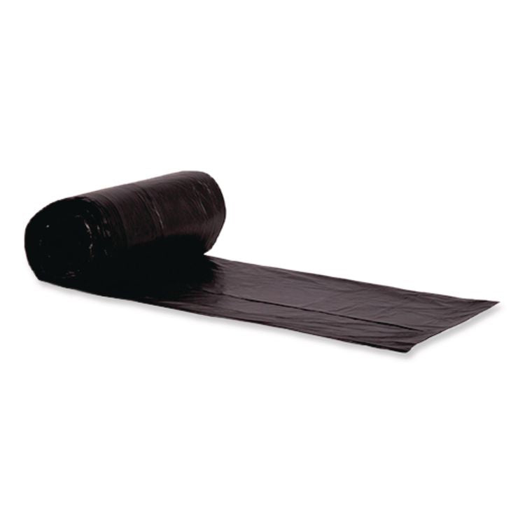 High-Density Waste Can Liners, 60 gal, 22 mic, 38" x 60", Black, 25 Bags/Roll, 6 Rolls/Carton
