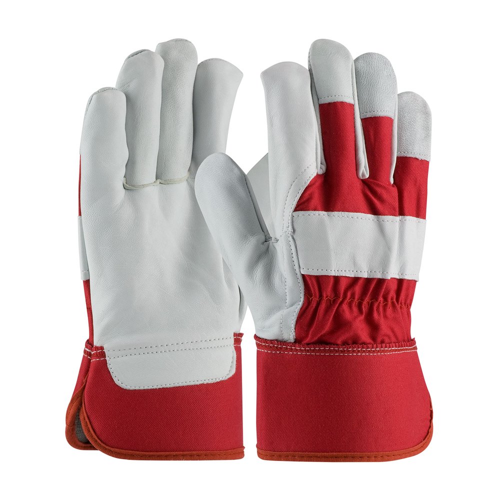 PIP Prem Goat Leather Glove Canvas Back-rubber Cuff, 12 Pairs/Pack
