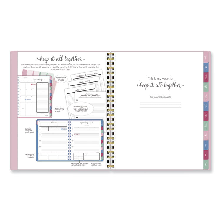 Harmony Weekly/Monthly Poly Planner, 8.81 x 7.88, Pink Cover, 13-Month: Jan 2026 to Jan 2027