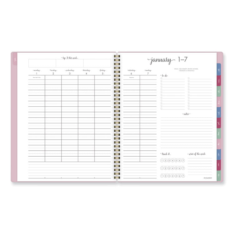 Harmony Weekly/Monthly Poly Planner, 11 x 9.38, Pink Cover, 13-Month: Jan 2026 to Jan 2027