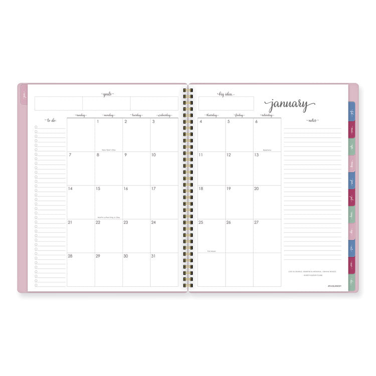 Harmony Weekly/Monthly Poly Planner, 11 x 9.38, Pink Cover, 13-Month: Jan 2026 to Jan 2027