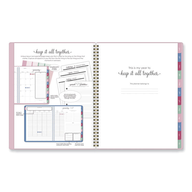 Harmony Weekly/Monthly Poly Planner, 11 x 9.38, Pink Cover, 13-Month: Jan 2026 to Jan 2027