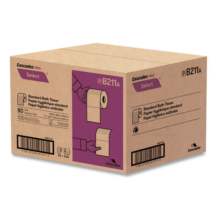 Select Standard Bath Tissue, Septic Safe, 2-Ply, White, 500 Sheets/Roll,  80 Rolls/Carton