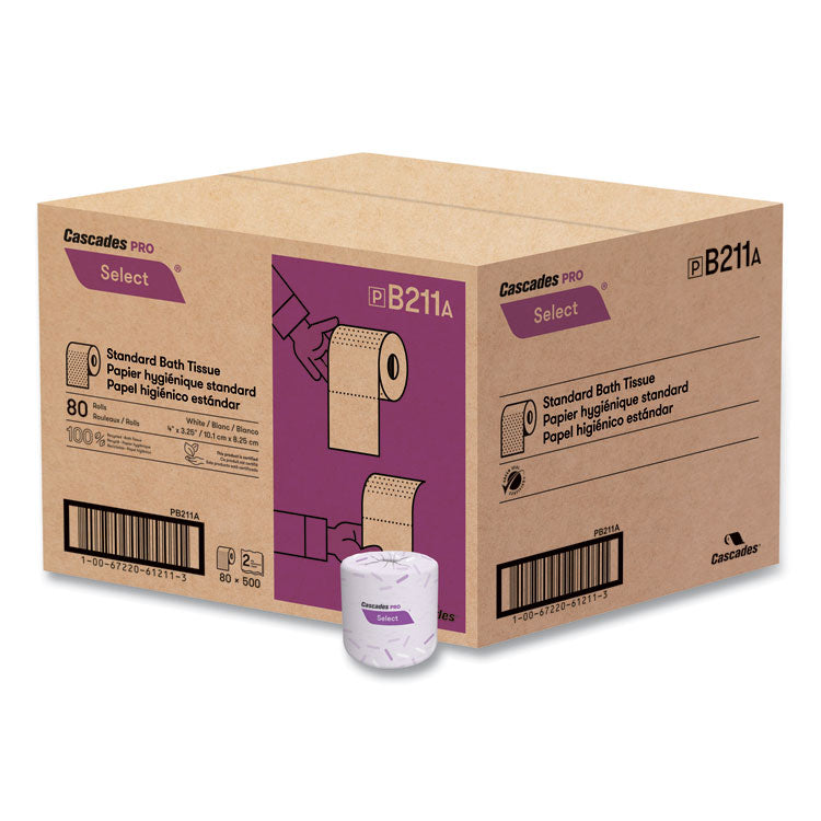 Select Standard Bath Tissue, Septic Safe, 2-Ply, White, 500 Sheets/Roll,  80 Rolls/Carton