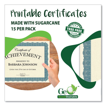 Award Certificates, 8.5 x 11, Natural with Blue Braided Border, 15/Pack